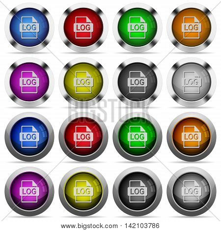 Set of LOG file format glossy web buttons. Arranged layer structure.