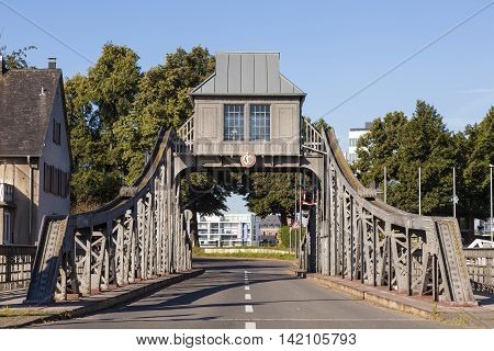 Historic swing bridge in Cologne Deutz North Rhine-Westphalia Germany