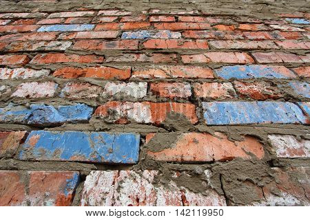 Background of old red brick wall pattern texture. Great for graffiti inscriptions.