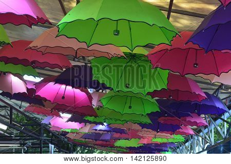 Multi Coloured Umbrellas on display at Eumundi Markets Queensland