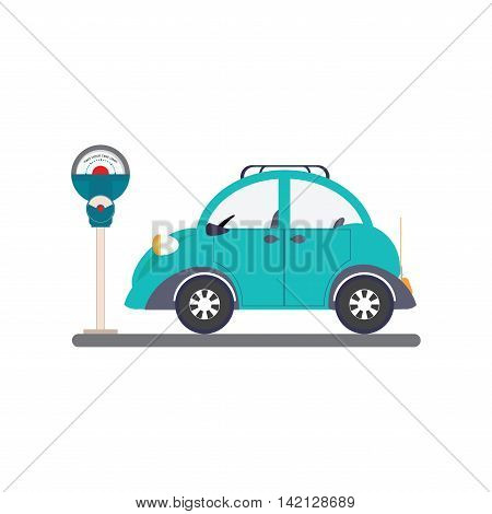 Car park with parking meter isolated on white background parking lot parking zone conceptual Vector Illustration.