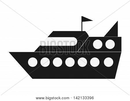 flat design cruise ship icon vector illustration