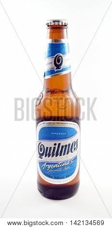 NEW YORK NY - AUGUST 10th 2016: Bottle of Quilmes beer from Argentina