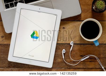 CHIANGMAI THAILAND -July 10 2016: Google Drive apps showing on Ipad 4.Google Drive is a free and have all files within reach from any smartphone tablet or computer.