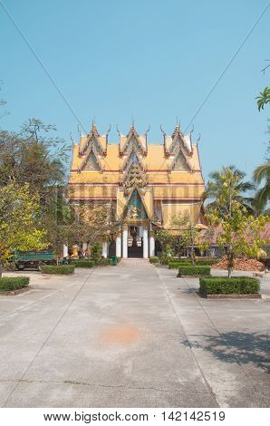 One of the impressive buildings of Wat Wang Wiwekaram in Sangkhla BuriThailand