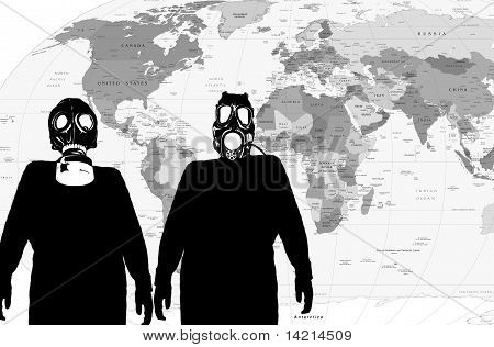 Illustration d'un homme avec anti masque de rayonnement