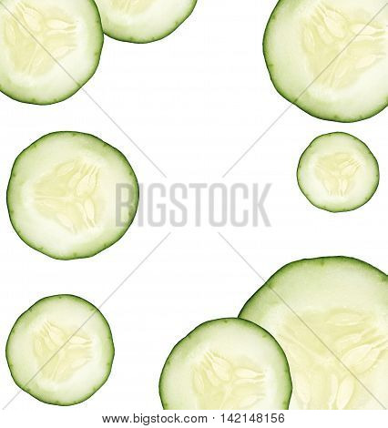 Cucumber can be healthy food or nature cosmetics for treatment skincare, cucumber slice isolated on white