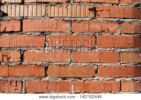 Background of old red brick wall pattern texture. Great for graffiti inscriptions.