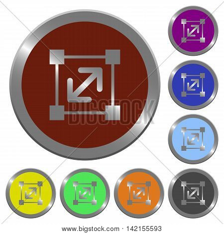 Set of color glossy coin-like resize element buttons.