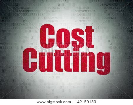 Business concept: Painted red word Cost Cutting on Digital Data Paper background