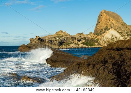 Waves being stop by the reef at Castlepoint New Zeaalnd.
