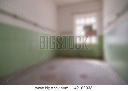 Empty warehouse office or commercial area theme creative abstract blur background with bokeh effect