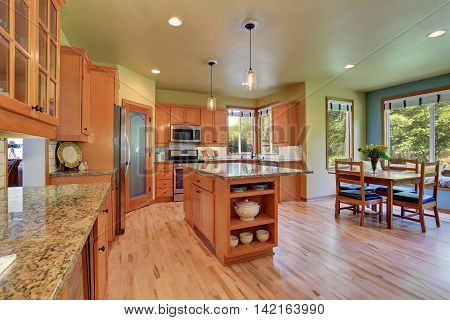Light Brown Storage Combination In Large Kitchen Room
