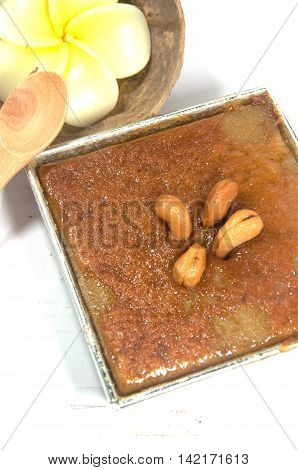 Thai coconut custard squares Khanom Maw Kaeng Thai tradition dessert