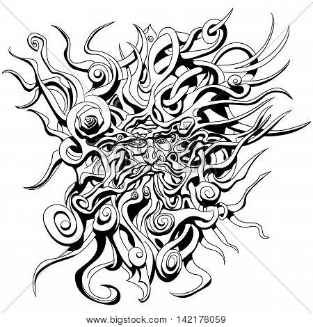 old devil, whose beard and hair are composed entirely of roots and branches