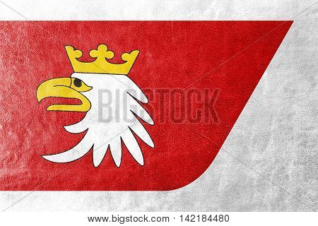 Flag Of Warmian-masurian Voivodeship, Poland, Painted On Leather Texture