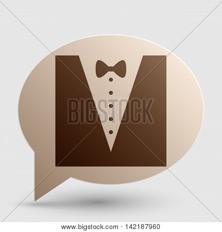 Tuxedo with bow silhouette. Brown gradient icon on bubble with shadow.