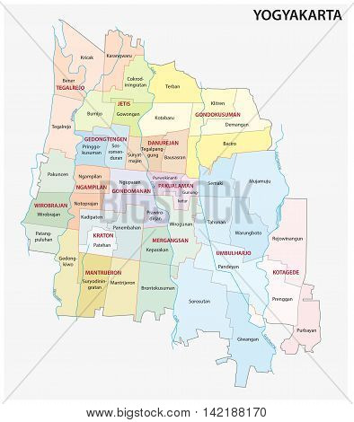 administrative and political map of the Indonesian city of Yogyakarta