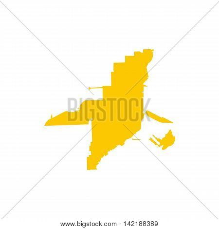 Florida yellow map icon in flat style on a white background