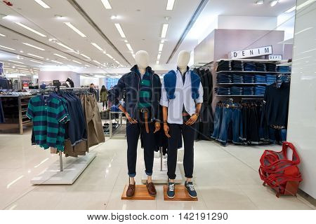 HONG KONG - CIRCA JANUARY, 2016: inside of a Marks and Spencer store in Hong Kong. Marks and Spencer plc is a major British multinational retailer headquartered in the City of Westminster, London.