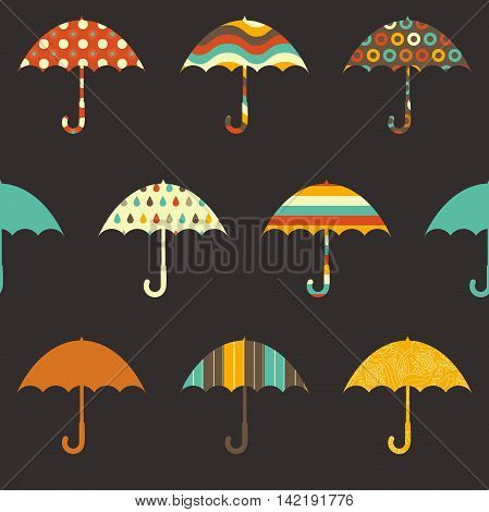 Pretty Umbrellas Cute Colorful Childish Seamless Pattern