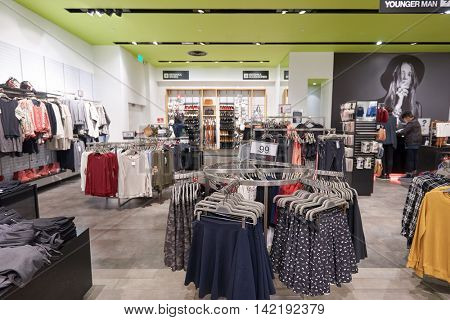 HONG KONG - CIRCA JANUARY, 2016: inside of Bershka store in Hong Kong. Bershka is a retailer and part of the Spanish Inditex group