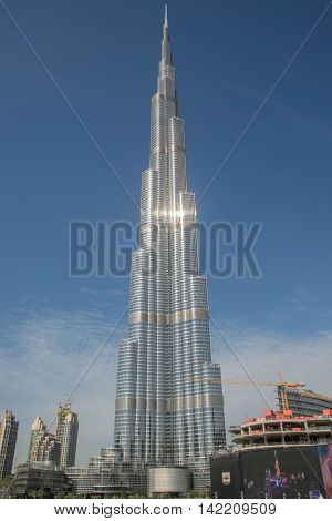 Burj K. tallest building in the world on DECEMBER 31 2015 in Dubai UAE. Dubai cityscape.Dubai Downtown skyline.