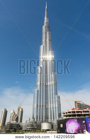 Burj K. tallest building in the world on DECEMBER 31 2015 in Dubai UAE. Dubai cityscape.Dubai Downtown skyline.