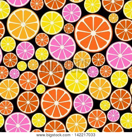 Seamless colorful pattern with citrus fruit. Vector illustration eps10.