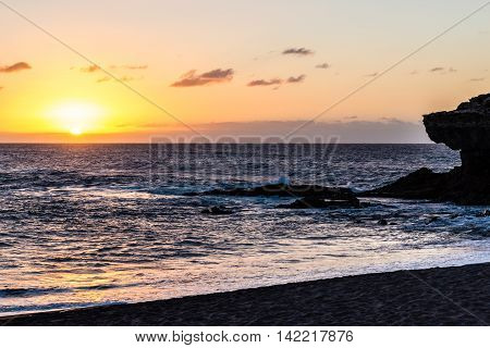 Sunset On The Ajuy Beach - Ajuy Fuerteventura Canary Islands Spain Europe