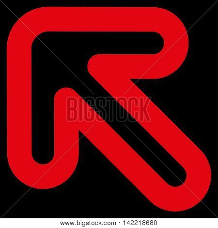 Left-Up Arrow vector icon. Style is linear flat icon symbol, red color, black background.