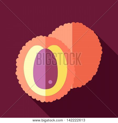 Lychee flat icon. Tropical fruit. Vector illustration eps 10