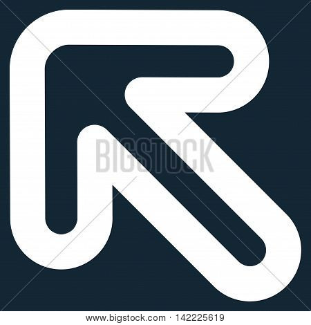 Left-Up Arrow vector icon. Style is outline flat icon symbol, white color, dark blue background.