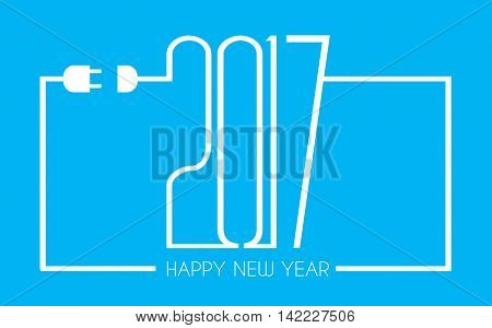 2017 Happy New Year Flat Style Background with stylized cale wire for your seasonal purposes,