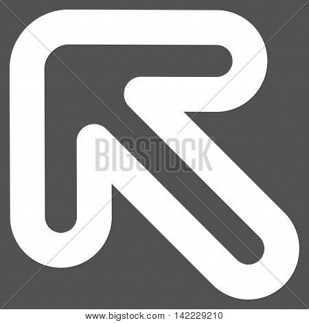 Left-Up Arrow vector icon. Style is stroke flat icon symbol, white color, gray background.