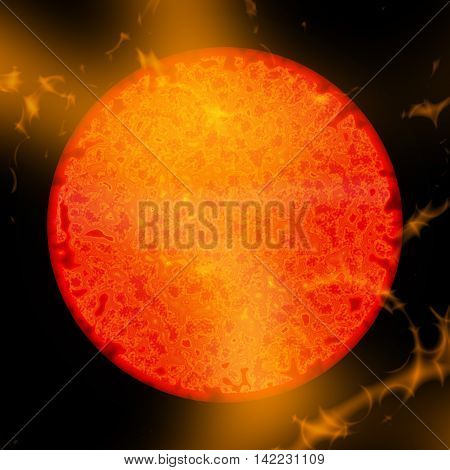 Abstract orange sun eruptions on black background