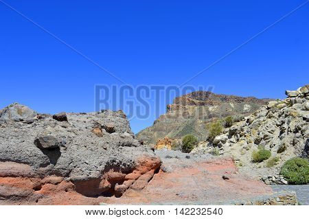 Half moon over Boca Tauce in Mount Teide National Park
