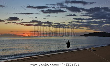 Sunrise in the Abel Tasman National Park New Zealand. Totaranui Beach.