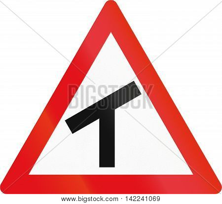 Road Sign Used In The African Country Of Botswana - Skewed T-junction