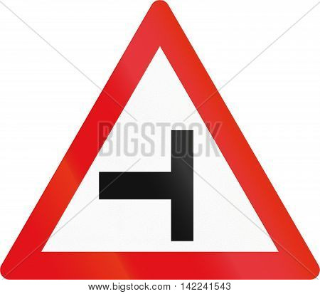 Road Sign Used In The African Country Of Botswana - Side Road Junction From The Left