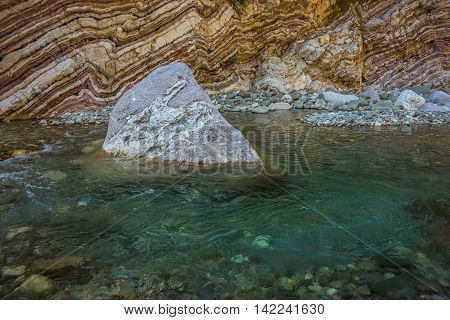 Mountain River Gorge Near Panta Vrexei In Evritania, Greece