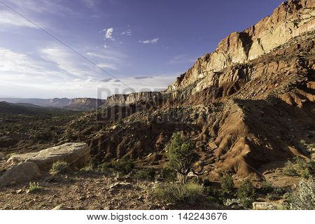 Capital Reef National Park in Spring with many Dramatic Rock Formations.