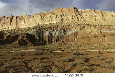 Capital Reef National Park in Spring with many Dramatic Rock Formations.