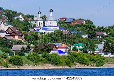 Verkhniy Uslon village. A traditional village on the bank of the Volga river, Tatarstan, Russia.