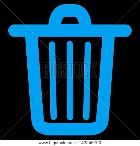 Trash Can vector icon. Style is stroke flat icon symbol, blue color, black background.
