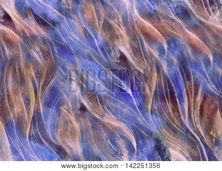 Hand-drawn watercolor seamless background. Abstract pattern looks like hair waves or threads. Texture for textiles packaging greeting cards scrapbooking.