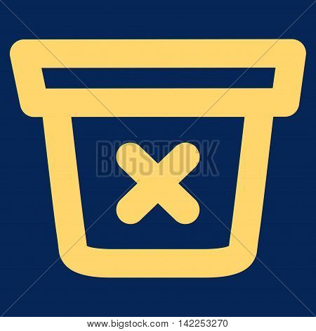 Remove Data vector icon. Style is outline flat icon symbol, yellow color, blue background.