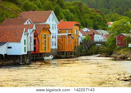 Wooden Houses In Sogndalstrand Norway