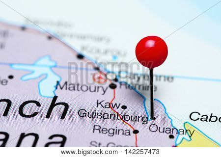 Guisanbourg pinned on a map of French Guiana