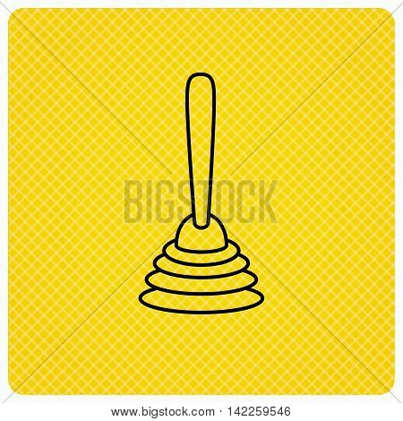 Plunger icon. Toilet cleaning tool sign. Linear icon on orange background. Vector